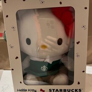 Hello Kitty Plush with Red Bow and Green Outfit